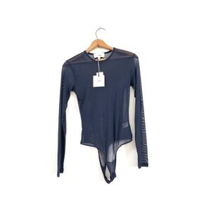 LEBOP Mesh Bodysuit Slate Blue Sheer S